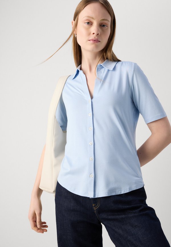 SHORT SLEEVE - Button-down blouse - smooth sky2