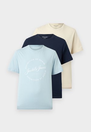 JJGRAYSON TEE CREW NECK 3 PACK - Nyomott mintás póló - moonbeam/celestial blue/navy blazer