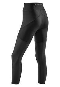 Zwarte sportleggings met een gemêleerd mesh onderbeen, hoge taille en contrasterende gladde paneel voor een mooie pasvorm.