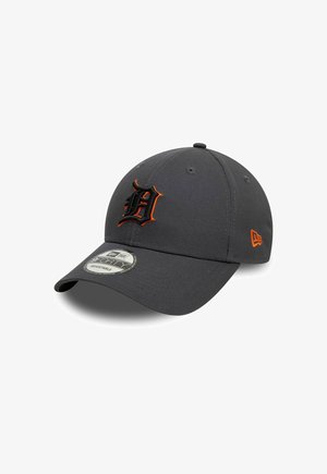 Gray baseball cap with an embroidered orange letter "D" logo on the front, featuring a curved brim and adjustable back strap.