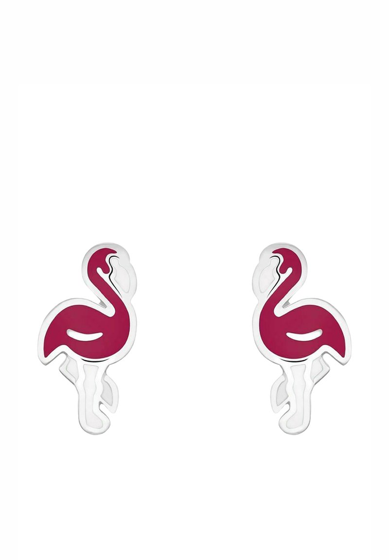Orecchini a bottone in argento sterling smaltato a forma di fenicottero - Italia