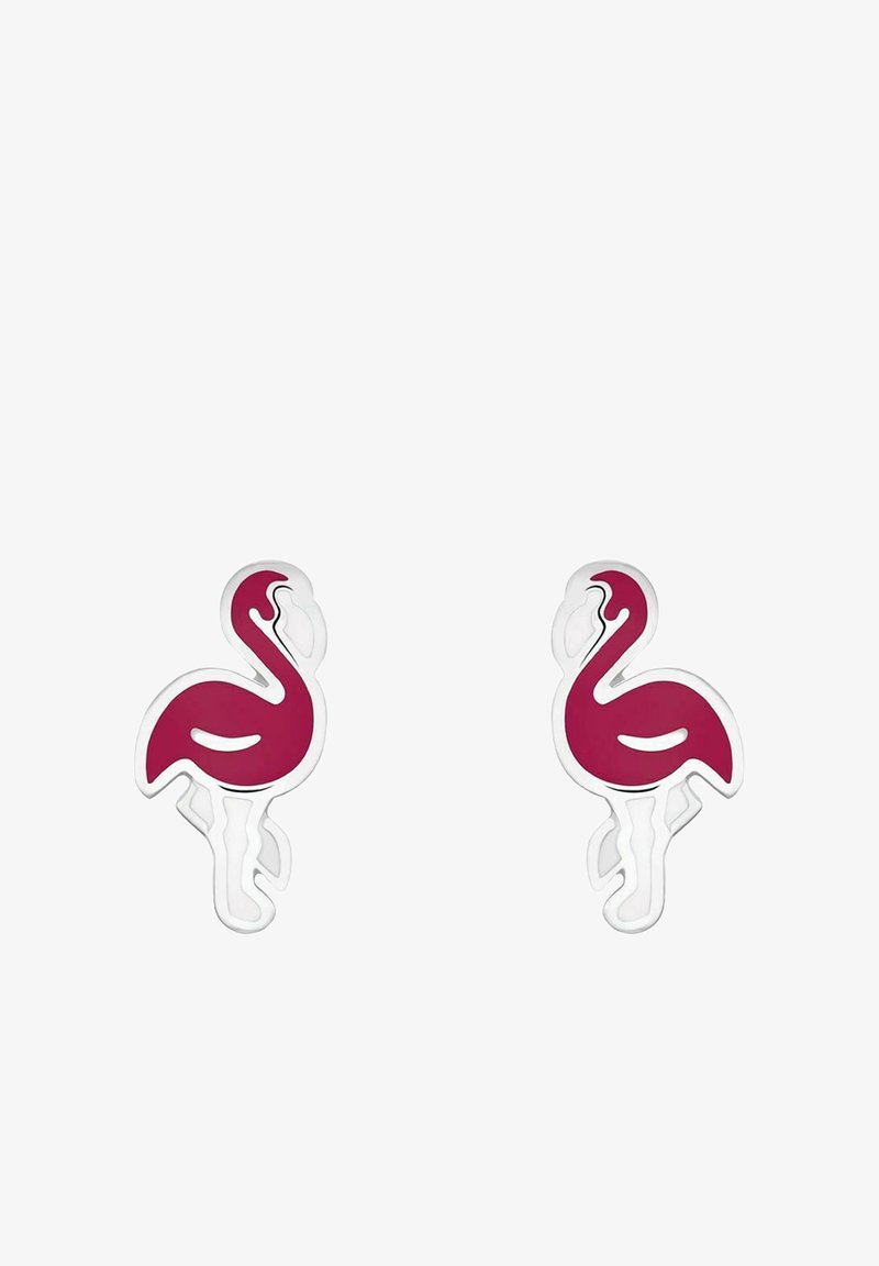 Orecchini a bottone in argento sterling smaltato a forma di fenicottero - Italia Orecchini a bottone in argento sterling smaltato a forma di fenicottero - Italia