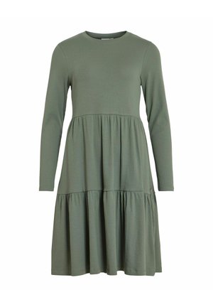 VILA, SHORT DRESS VIHOLLIE LONG SLEEVED - Robe pull - laurel wreath
