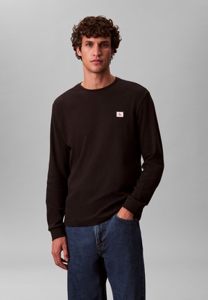 Calvin Klein Jeans, WAFFLE LABEL TEE - Pitkähihainen paita - black