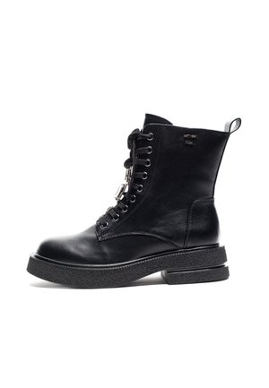 Enkellaarsjes met plateauzool - black