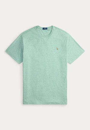 Light green, short-sleeve t-shirt made of cotton with a crew neck, featuring a small embroidered logo on the left chest.