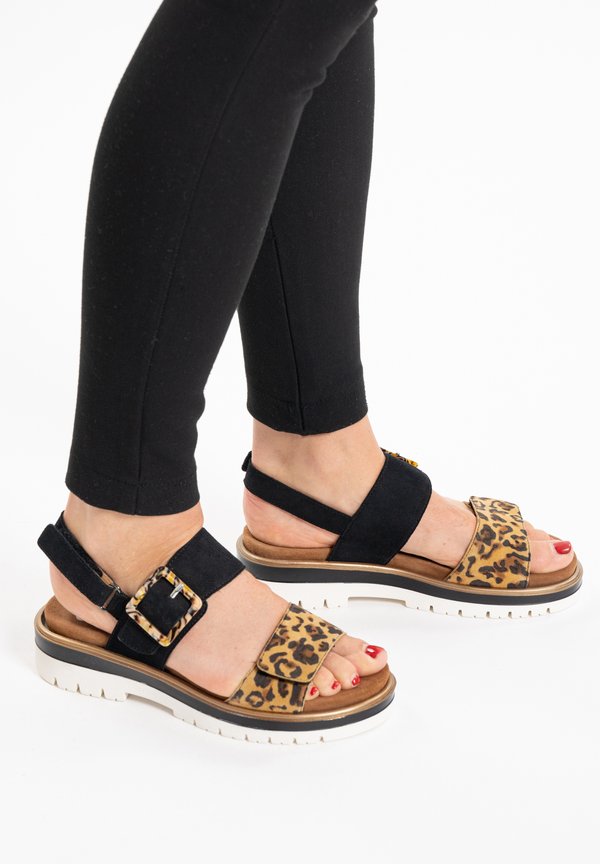 Keilsandalette - natur schwarz