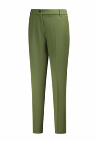 Pantaloni verdi su misura realizzati in un tessuto morbido. Presentano una vita classica, tasche laterali e un design slim-fit.