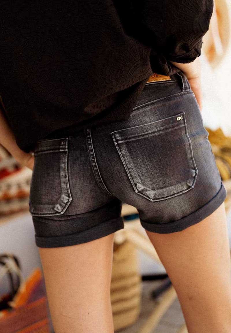 Short Jeans Femme Le Temps Des Cerises Bloom - Bleu Délavé Avec Ceinture Foulard - Neuf Avec étiquettes