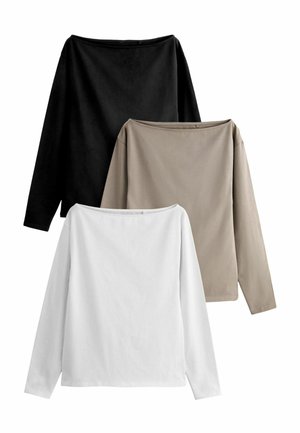 3 PACK - Pitkähihainen paita - black beige white