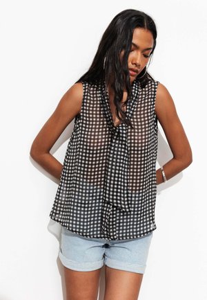 Promod, BLOUSE LAVALLIÈRE SANS MANCHES - Blouse - carreaux noirs