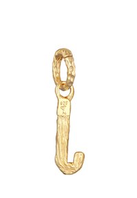 Pendentif en argent 925 de couleur dorée en forme de crochet avec une finition texturée et une boucle lisse pour l'attache. Présente un poinçon estampillé.