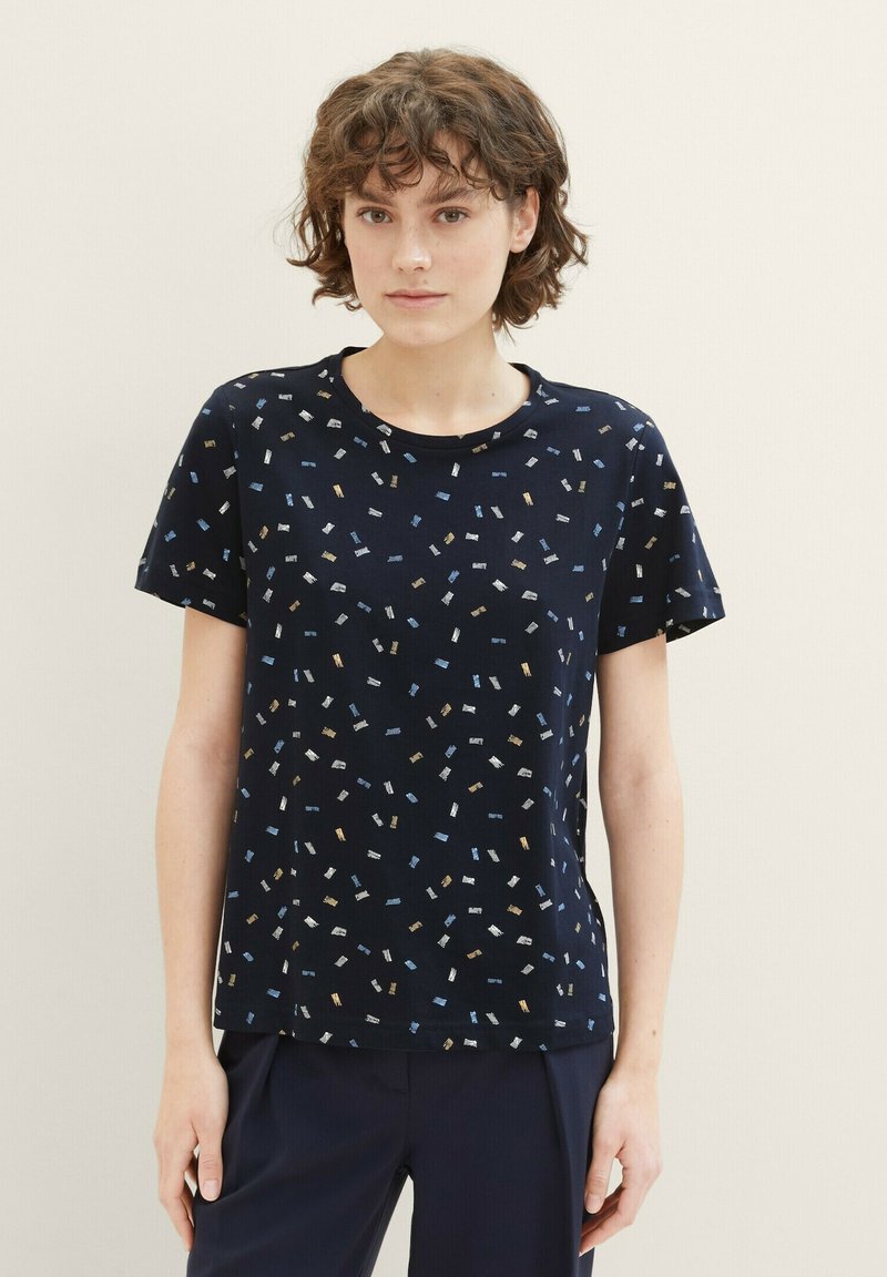 TOM TAILOR T-shirt imprimé - navy multicolor minimal