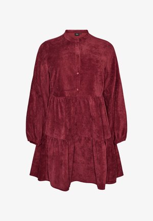Zizzi, CORDKLEID IN A-LINIE MIT STEHKRAGEN - Freizeitkleid - rot