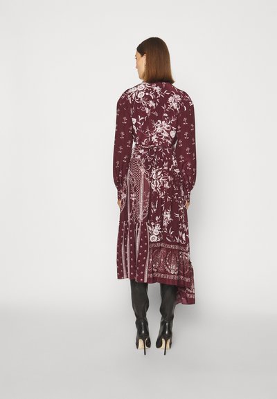 Erdem LONG SLEEVE ASYMETRICAL DRESS WITH TIERED HEM - Maxikleid - burgundy