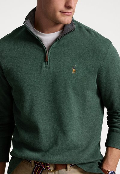 Polo Ralph Lauren ESTATE-RIB QUARTER-ZIP PULLOVER - Stickad tröja - scotch pine heather/barclay