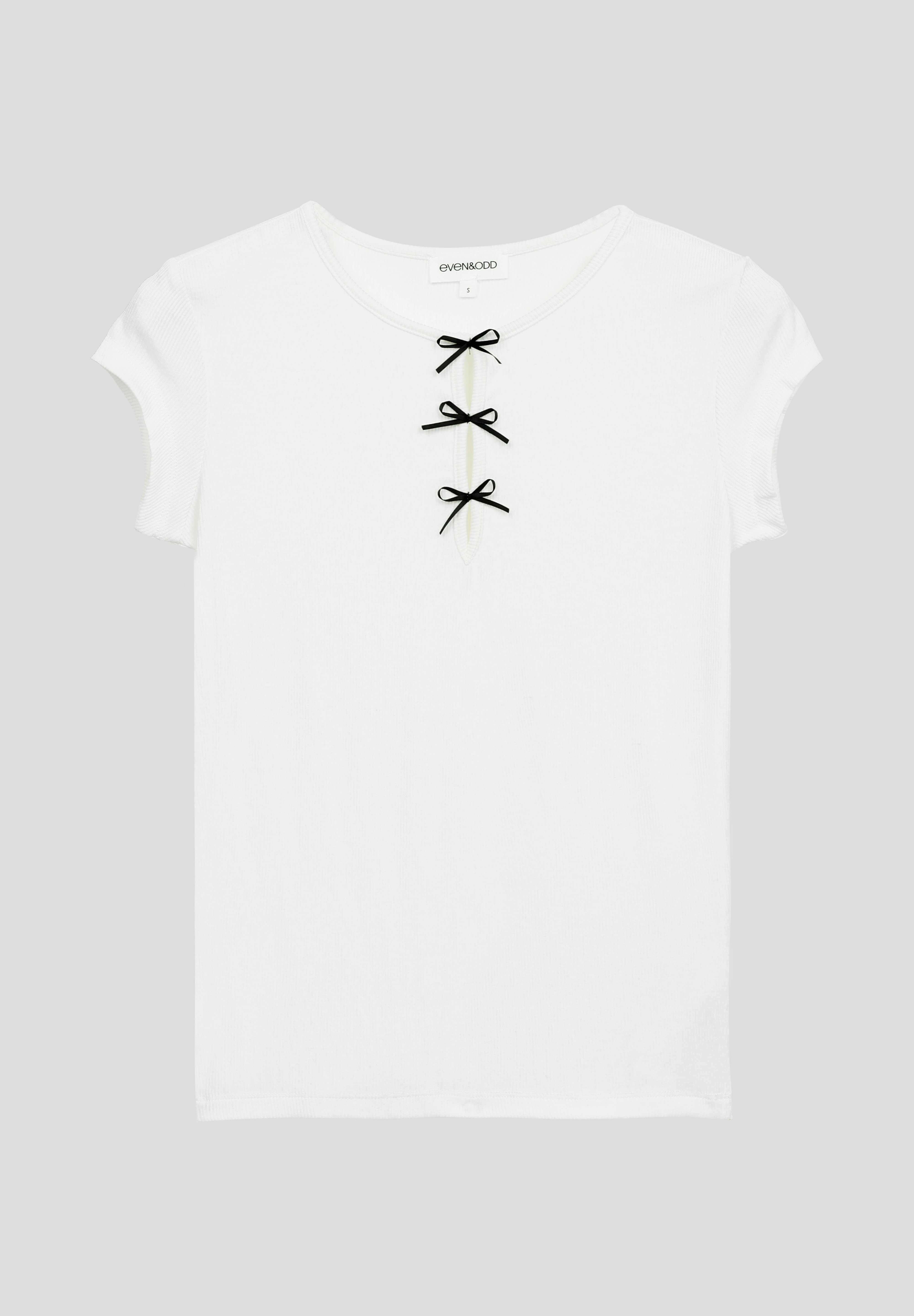 売れ筋商品|||イーブン アンド オド Tシャツ レディース トップス BOW T SHIRT - Print T-shirt - white Even&Odd by Zalando BOW T SHIRT - T-Shirt print - white/weiß