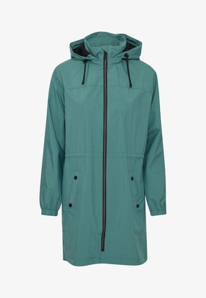 Kergekaaluline, veekindel teal-sinine jakk kapuutsiga. Omab esimest tõmbluku, musti detaile, elastseid mansette ja kahte küljekotti.