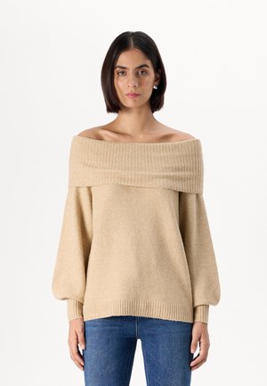 ONLY Tall ONLJEANETT LIFE OFF SHOULDER - Pulóver - humus