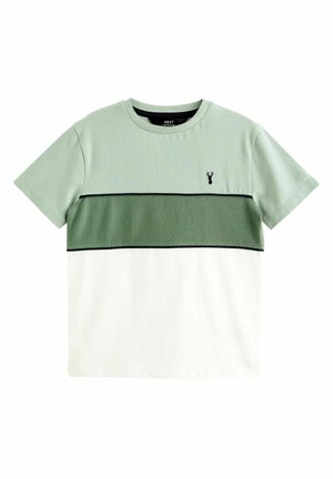 Next COLOURBLOCK SHORT SLEEVE  - T-Shirt print - mineral green textured