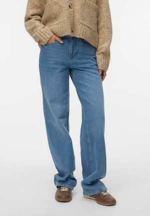 WEIT GESCHNITTEN VMMELISA MID RISE 
 - Wide leg - medium blue denim