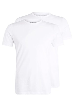 Weiße Kurzarm-T-Shirts aus Baumwolle, mit Rundhalsausschnitt, geradem Saum und einem schlichten Design ohne sichtbare Muster oder Akzente.