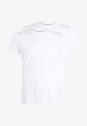 Weiße Kurzarm-T-Shirts aus Baumwolle, mit Rundhalsausschnitt, geradem Saum und einem schlichten Design ohne sichtbare Muster oder Akzente.