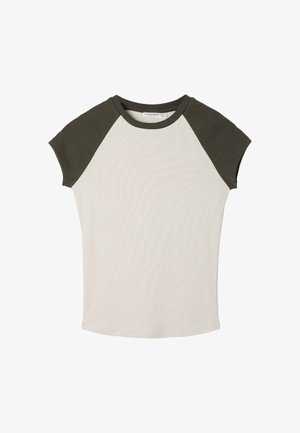 Stradivarius, SHORT SLEEVE RAGLAN T-SHIRT - T-shirts print - green white