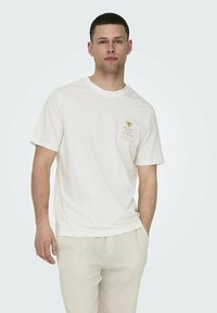 Only & Sons 2ER-SET RUNDHALS KURZARM - T-Shirt print - weiß beige