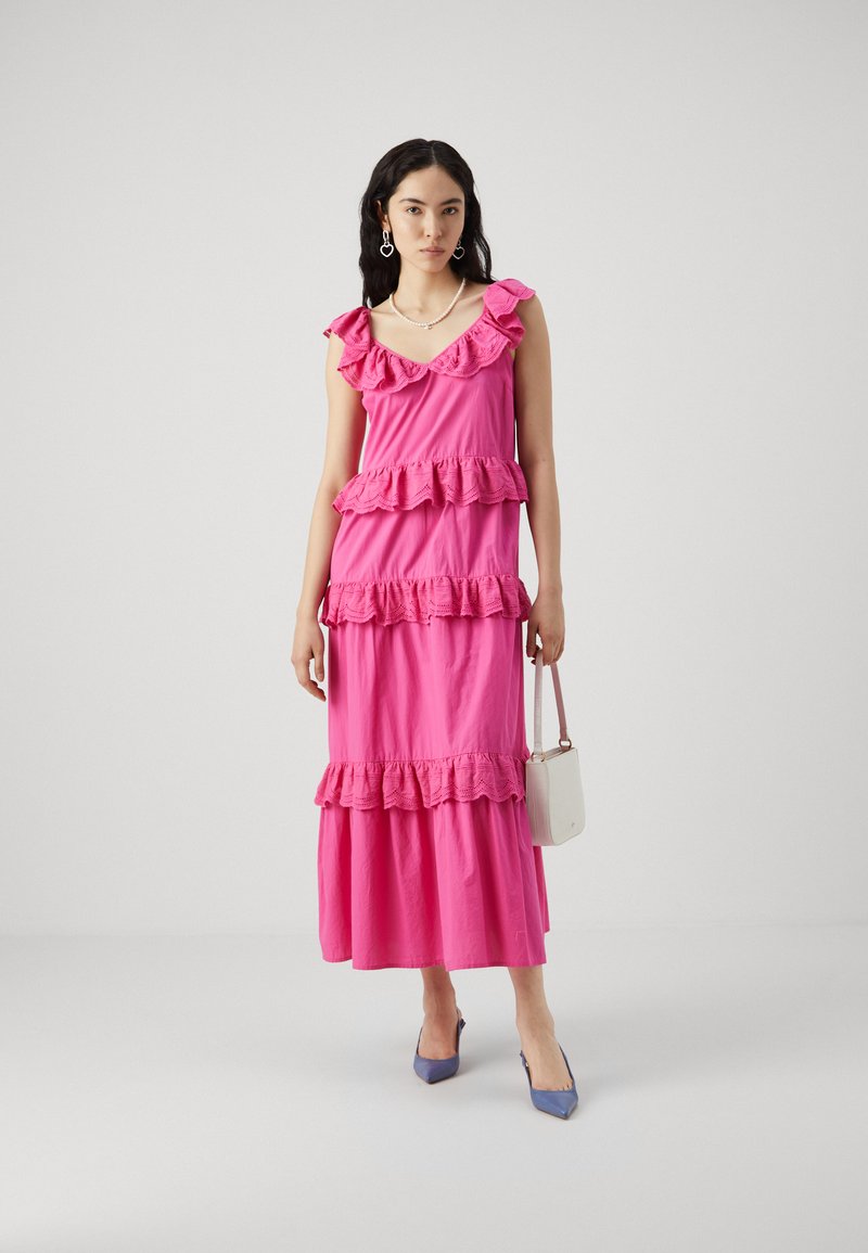 sachin and babi light blue dress Leopard Poplin Sweetheart Drop Waist Smocked Back Maxi Dress With Pockets