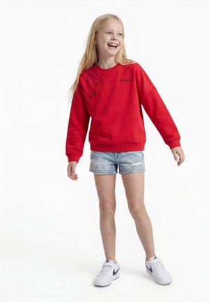 adidas Originals LOOSE BLOCKED CREW JUNIOR UNISEX - Φούτερ - better scarlet