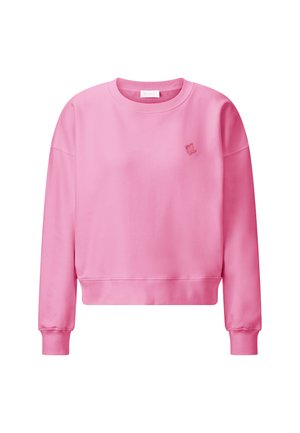 Felpa corta rosa realizzata in morbido misto cotone, con maniche lunghe, scollatura rotonda e un piccolo logo ricamato.