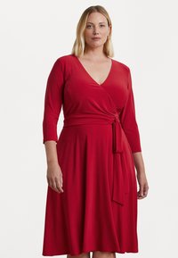 Lauren Ralph Lauren Woman SURPLICE JERSEY DRESS - Φόρεμα από ζέρσεϊ - festive red