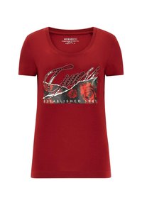 Guess ROSES - Camiseta estampada - rot