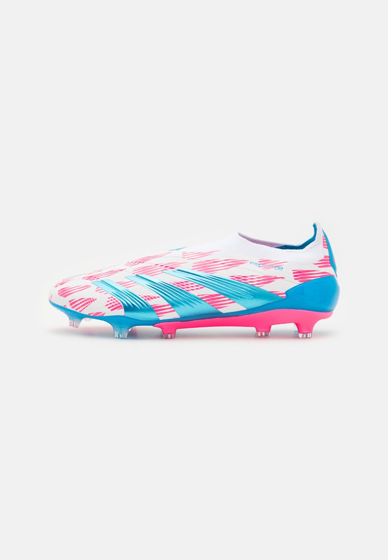 adidas Performance PREDATOR ELITE LACELESS FIRM GROUND - Futbolo bateliai skirti žaidimui ant kietos dangos - footwear white/solar blue/solar pink