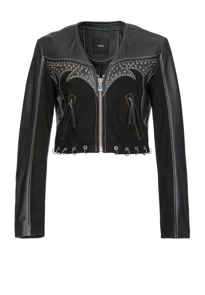 pinko Leren jas zwart