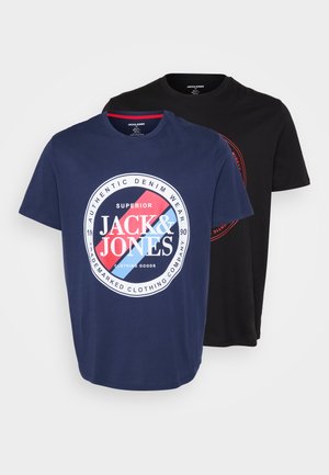 Jack & Jones JJLOYD LOOF TEE CREW NECK 2 PACK - T-shirt con stampa - black/navy