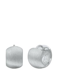 Örhängen i sterling silver med en borstad yta, rundad form och subtil glans. Har en säker stiftbakstängning och stämpelmarkeringar.