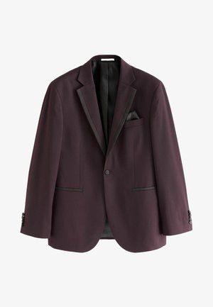 Bordoo bleiser mustade satiinist kraede, kahe esipocketi, rinnatasku aktsentkangaga ja nööpidega mansettidega. Sile tekstuur.