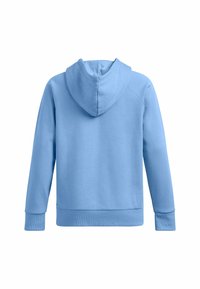 Felpa con cappuccio azzurro chiaro, con una texture morbida, maniche raglan e polsini e vita a costine. Presenta un design con un unico pannello posteriore.