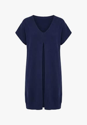 Ulla Popken, LONG SPLIT FRONT CAP SLEEVE SWEATER VEST - T-shirt basic - ink blue