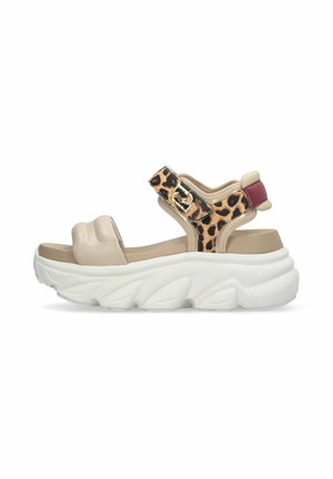 CHUNKY WITH ANIMAL-PRINT DETAILING - Sandales ar ķīļveida zoli - beige