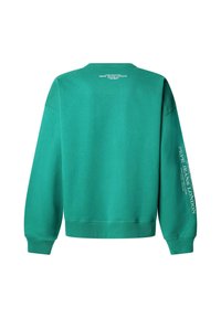 Groene katoenen sweatshirt met lange mouwen, ronde hals, geribde manchetten en onderrand. Logo in witte print op de linker mouw en de achterkant van de hals.