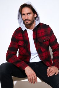 Buratti PLAID PATTERNED DOUBLE POCKET HOODED WINTER - Giacca da mezza stagione - red black