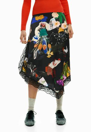 MIDI COLLAGE - A-snit nederdel - black