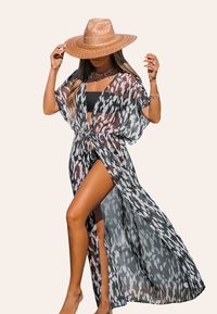 Cupshe LEOPARD PRINT SWIM COVER UP KIMONO - Accessoire de plage - black