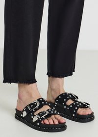 Calliope DOPPIA FIBBIA BORCHIE - Pantolette flach - ultrablack