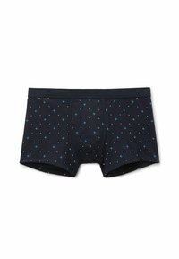 Kraťasy boxerského střihu v námořnické barvě, zdobené vzorem modrých a bílých teček. Design zahrnuje tvarovaný sáček a měkký elastický pas.