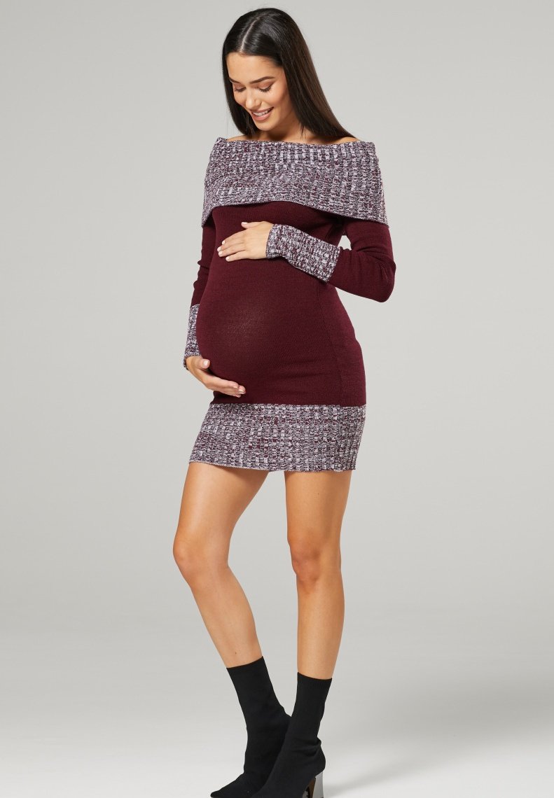 Happy Mama MATERNITY Jumper dress crimson/bordeaux Zalando.co.uk