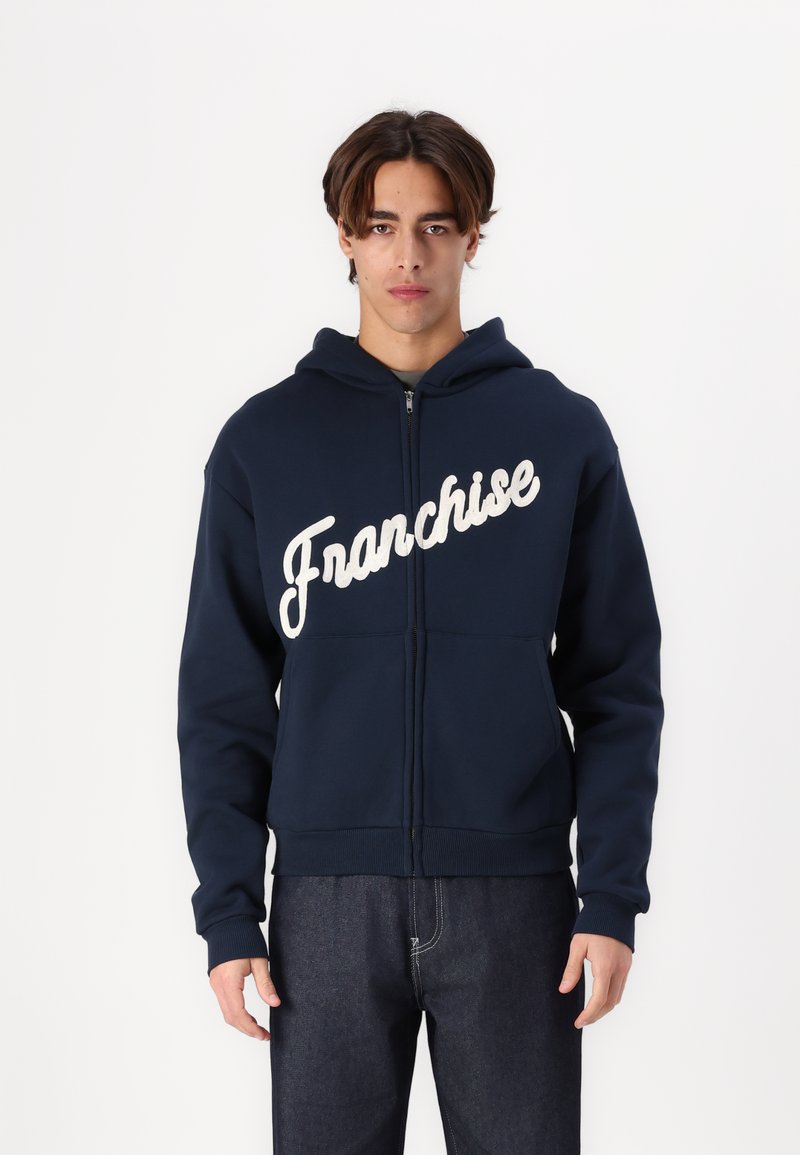 Franchise SIGNATURE ZIP HOODIE - Φούτερ με φερμουάρ - blue/beige